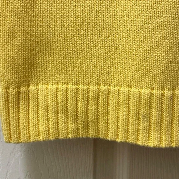 Lauren Ralph Lauren Turtleneck Sweater Women's M Yellow Ribbed Cotton Logo - Picture 4 of 13
